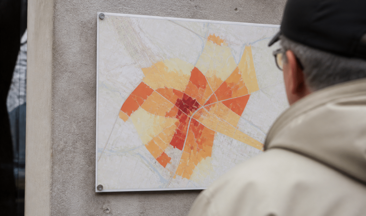 Carte de Colmar montrant densite population quartiers ville
