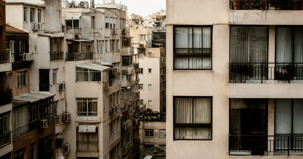 Immeubles résidentiels densément construits dans quartier urbain moderne